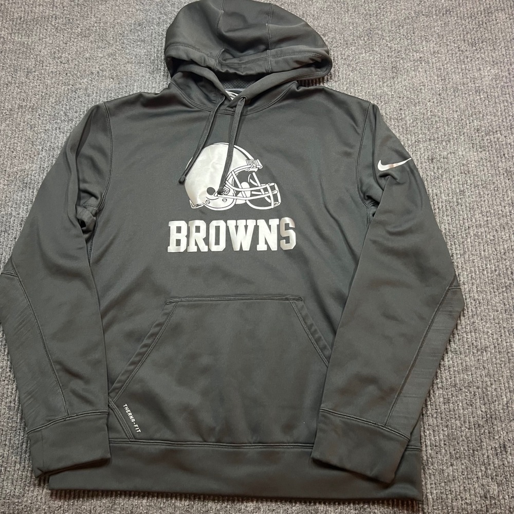Nike Cleveland Browns Therma-FIT Hoodie Mens Medium Grey NFL Sweatshirt service